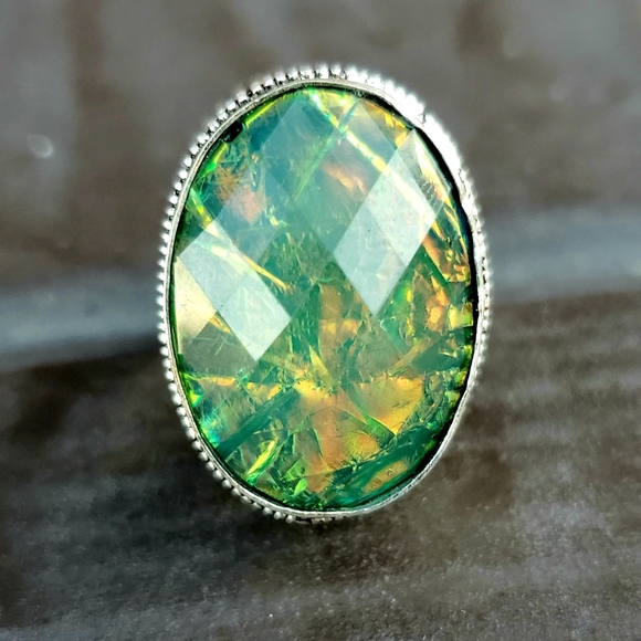New Faceted Triplet Opal 925 Silver Ring. - Picture 9 of 16